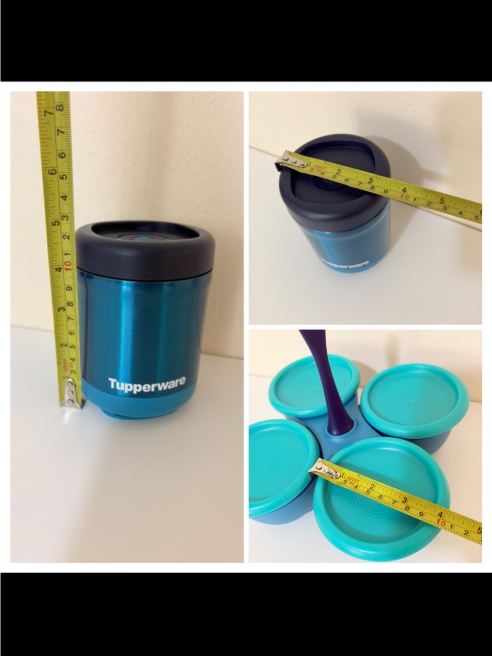 Tupperware Blue and Teal Snack Server Set Blue and Silver FoodStorageContainer